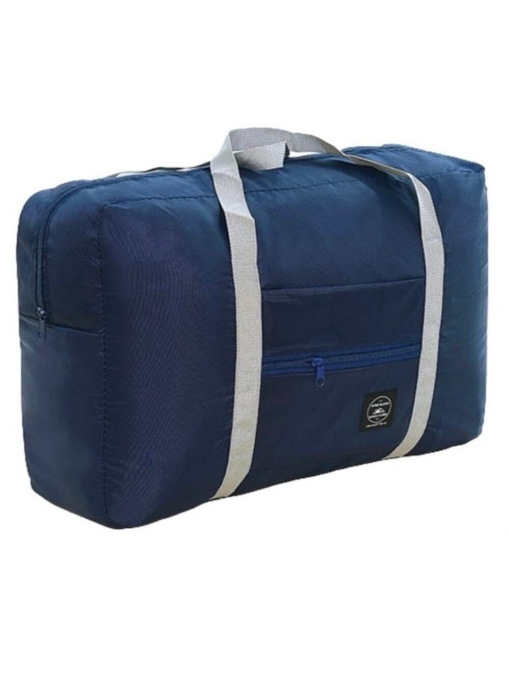 Travel Duffel Bag Navy Foldable Sports Gym Tote Sleepover Zip Lightweight New